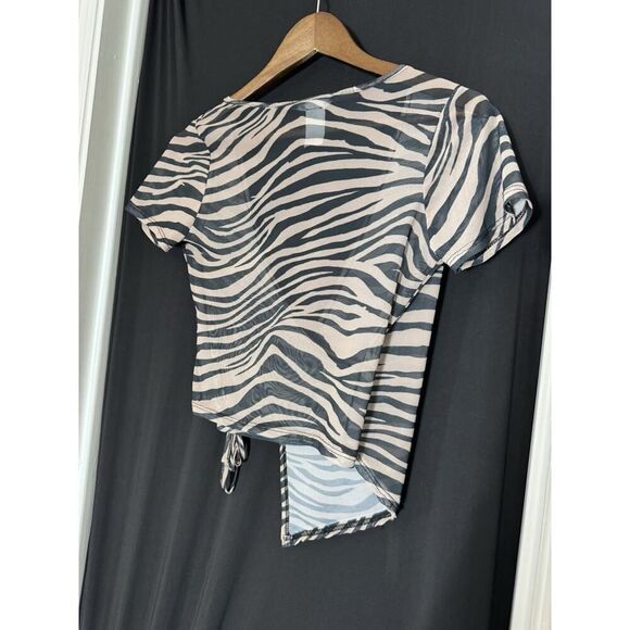 Caution To The Wind Women Small Striped zebra wrap Y2K Mcbling Baddie Kawaii‎ - Picture 3 of 5